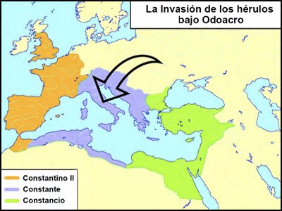 La invasion de los herulos bajo Odoacro