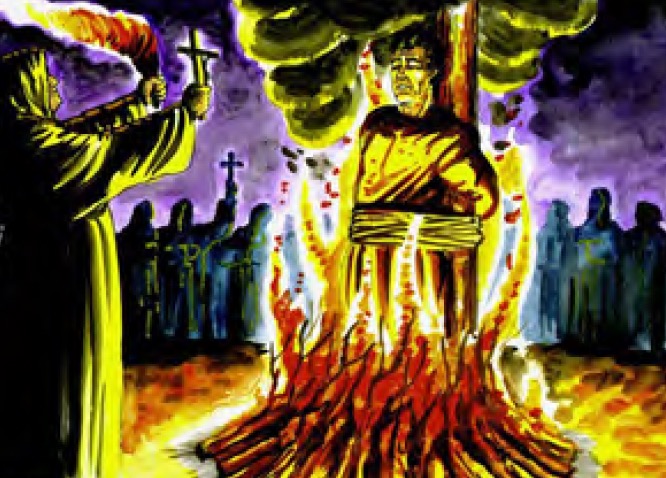 martir en la hoguera